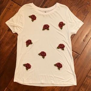 Amuse Society embroidered roses tee